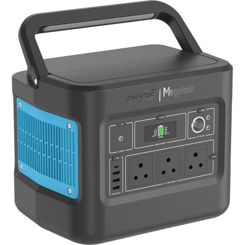 Enertec Megatank Portable Power Station 1000W 896Wh Pure Sine Wave - 2 Year Warranty