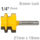 Drawer Lock 27mm X 19mm 1/4" Shank