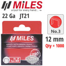 Galv Staples 22g Jt21 12mm X 1000pcs Miles No3
