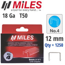 Galv Staples 18g T50 12mm X 1250pcs Miles No4