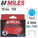 Galv Staples 18g T50 6mm X 1250pcs Miles No4