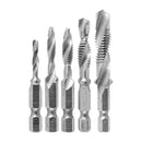 Drill Tap Hss 5pc Set Metric M4/m5/m6/m8/m10 3-in-1
