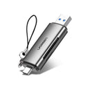 Ugreen 50706 Usb-C 3.1 & Usb-A 3.0 Multi-Card Reader With Otg Function, Transfer Speed Up To 5Gbps And Built-In Sd Tf Card Slots - Grey Colour