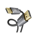 Benfei Displayport Male To Male 8K@30Hz Nylon Braided 1.8M Cable With Premium Aluminium Alloy Casing And Gold-Plated Connectors - Grey Colour