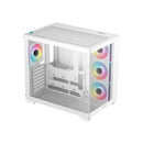 DeepCool CG530 Dual-Chamber Panoramic Scenic View Designed ATX Case With Front And Side Tempered Glass Panels, 4X Pre-Installed PWM ARGB Fans (Upto 10X Max) And Supporting 360mm Radiator Size* - White Colour