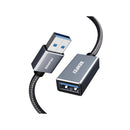 BENFEI 000393G USB-A 3.0 Male to Female Extension 0.5m Braided Cable with Nickle-Plated Connectors and Supports Data Transfer up to 5Gbps  Grey Colour