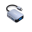 BENFEI USB-C 4-In-1 Hub With Premium Aluminium Alloy Casing And Built With 1X HDMI (4K@30Hz), VGA 1080P@60Hz, 1X USB3.0 5Gbps Female And USB-C 100W (Max) PowerDelivery - Grey Colour