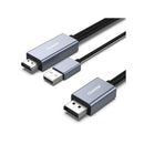 BENFEI HDMI to DisplayPort Male-to-Male with USB-A Male Power 1.8m Cable Supports Resolution Up To 4K@60Hz, Simultaneously Sync Video and Audio and Solid Nickle-Plated Connectors - Grey Colour