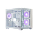 Cooler Master Elite 481 Wood Micro-ATX Case Featuring Compact Dual-Chamber, Natural Wood Front Panel, 3X 120mm A-RGB Pre-installed Fans and 270° Seamless Tempered Glass Side Panel  White Colour