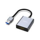 BENFEI USB-A 3.0 Male to HDMI Female Adapter with Full-HD 1080P@60Hz Resolution, Aluminum Alloy Shell and Nickle-Plated Connectors  Grey Colour