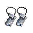 BENFEI USB-C Male To USB-A 3.2 Female OTG Adapter 2-Pack With Aluminium Shell Casing, Nickle-Plated Connectors And Supports Data Transfer Rate Up To 5Gbps - Grey Colour