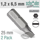 Slotted Bit 1.2x6.5mm 25mm 2cd