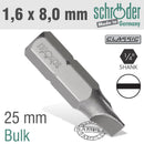 Slotted Bit 1.6x8.0 25mm Bulk