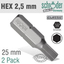 Hex/allen Ins.bit 2.5mm 2/pack