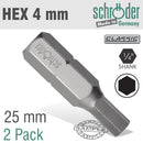 Hex/allen Ins.bit 4mm 2/pack