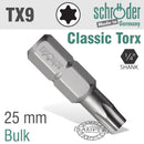 Torx Tx9 Classic Bit 25mm Bulk