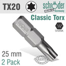 Torx Tx20 Classic Bit 25mm 2cd