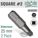 Sq.recess No.2x25mm Bit 2cd