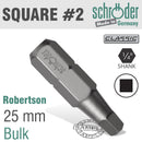 Sq.recess No.2x25mm Insert Bit