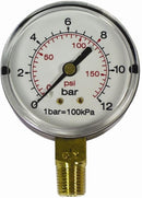 Press. Gauge 63mm 1/4" Bot. Fit 0-16bar 0-1600kpa