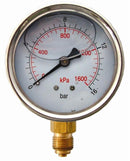 Press. Gauge 63mm Glycerine 1/4" Bot. Fit Metal Case 0-16bar 0-1600kpa