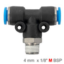 Pu Hose Fitting Tee 4mm-1/8 M
