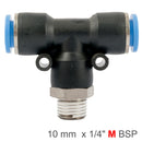 Pu Hose Fitting Tee 10mm-1/4 M