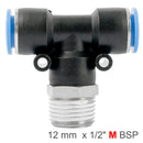 Pu Hose Fitting Tee 12mm-1/2 M