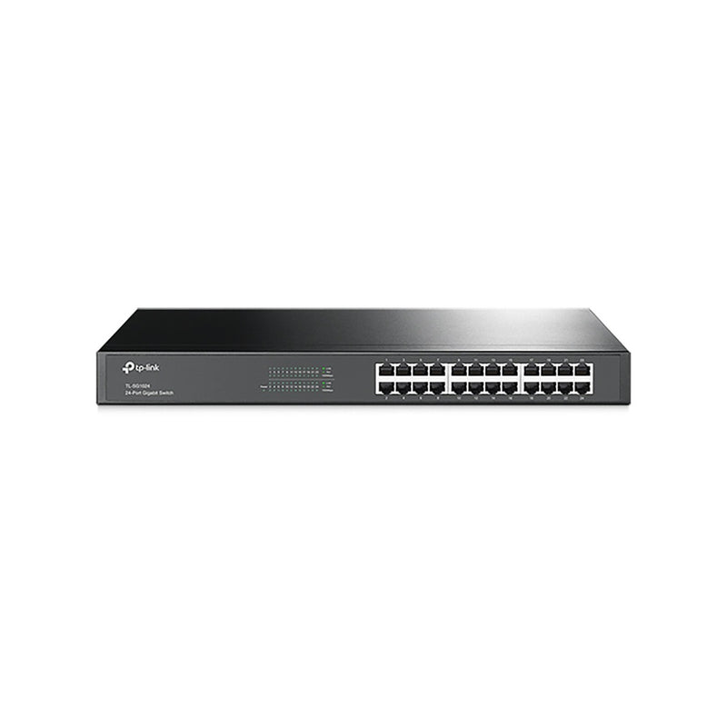TP-Link 24-Port Gigabit Desktop/Rackmount Switch RJ45 ports Innovative energy-efficient technology saves power consumption Supports MAC address self-learning and auto MDI/MDIX Standard 19-inch rack-mountable steel case 1 year Limited Warranty