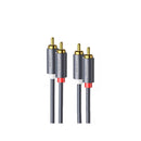 UGreen 10518 2RCA Male to Male Round 2m Stereo Cable with Gold-Plated Connectors and Delivers Smooth and Crisp Sound - Grey Colour