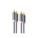 UGreen 10520 2RCA Male to Male Round 5m Stereo Cable with Gold-Plated Connectors and Delivers Smooth and Crisp Sound - Grey Colour