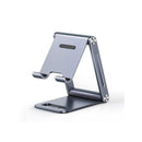 UGreen 80708 Foldable Multi-Angle Premium Aluminum Alloy Phone Stand With Sturdy and Metal Base & Supports for Phones up to 7.9" - Grey Colour.