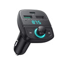 Ugreen 80910 Bluetooth 5.0 Car Modulator With Dual Usb-A 1X Usb-C Port And Tf Card Slot And Built-In Microphone - Black Colour