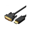 UGreen 10221 DisplayPort Male to DVI-D (24+1) Male 2m Cable with Gold-Plated Connectors, Release Button and Supports up to 1080P@60Hz - Black Colour