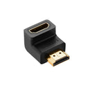 UGreen 20109 HDMI V2.0 90° Down Male to Female Adapter with Gold-Plated Connectors and Supports 4K@60Hz Resolution - Black Colour