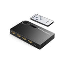 UGreen 40234 HDMI 3-In 1-Out 3Port Amplified Switch with Infrared Remote and Support resolution up to 4K@30Hz - Black Colour