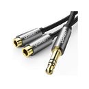 UGreen 10532 3.5mm Audio Splitter, 0.20m, Male to 2x Female, Gold-Plated, (Supports 2 Headphones) - Black