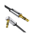 UGreen 10596 3.5mm Male to Male 90° Right Angle Flat Audio 0.5m Cable with Gold-Plated Connectors & Widely Compatible with 3.5mm port devices - Black Colour