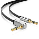 UGreen 10729 3.5mm Male to Male 90° Right Angle Flat Audio 5m Cable with Gold-Plated Connectors & Widely Compatible with 3.5mm port devices - Black Colour