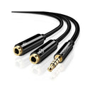 Ugreen 30620 3.5Mm Audio Male To 2X 3.5Mm Audio And Microphone Female 0.20M Splitter Adapter With Gold-Plated Connectors And Aluminum Casing - Black Colour