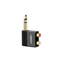 Ugreen 40846 6.35Mm 6.5Mm Male To 2Rca Female Audio Adapter With Gold-Plated Connectors & High-Grade Pvc Coated Construction - Black Colour