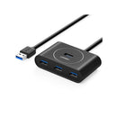UGreen 20290 USB-A 3.0 Female 4-Port Hub With Optional USB-C Powered Port And Nickle-Plated Connectors And Supports Data Transfer Up To 5Gbps - Black Colour