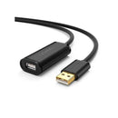 UGreen 10325 USB-A 2.0 Male To Female Active Extension 25m Cable With Gold-Plated Interface And Built-in FE1.1S Signal Booster & USB-C Powered - Black Colour