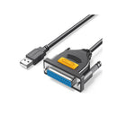 UGreen 20224 USB-A 2.0 Male to DB25 Female 1.8m Printer Cable Adapter With Nickle-Plated Connectors & Backwards Compatible with USB1.1 - Grey Colour