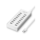Ugreen 20298 Usb-A V2.0 16 Ports Data Sync Charge Powered Hub Via Usb-A To Usb-B Cable Data Connection By Dc 12V 4A Power Adapter - Aluminium Colour