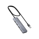 UGreen 15920 USB-A 3.0 Male to 3 Port USB-A 3.0 And 1 Port USB-C Female Hub With Optional USB-C Power Support And Support Data Transmission Upto 5Gbps - Grey Colour