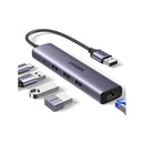 UGreen 60554 USB-A 3.0 Male To USB3.0 3Port Hub And Gigabit Ethernet Port With Stable Data Transfer Upto 5Gbps And With Optional USB-C Power Support - Grey Colour