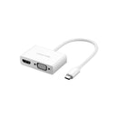 Ugreen 30843 Usb-C Male To Hdmi (W Aud) & Vga (W O Aud) Female Adapter With Solid Nickle-Plated Connecor And Supports Resolution Up To 1080P@60Hz - White Colour