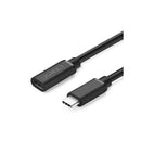 UGreen 40574 USB-C Male to USB-C Female Extension 0.5m Cable with Nickle-Plated Connector and Support 4K@60Hz Resolution & 3A(max) Fast Charge - Black Colour