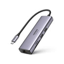 Ugreen 60515 Usb-C 7-In-1 Dock: 2X Usb3.0, Hdmi 4K@60Hz, 1Gbps Lan, Sd Tf, 100W Pd, Metallic Grey